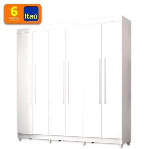 ROPERO CON ESPEJO ELEGANCE 6P BLANCO