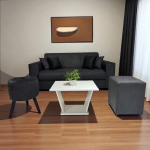 SOFA SAN JUAN 3 LUGARES + PUFF GRIS - JUEGO DE LIVING