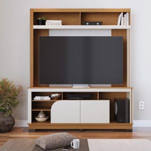 MUEBLE ESTANTE PORTA TELEVISORES DE HASTA 65" FREIJO OFF WHITE.