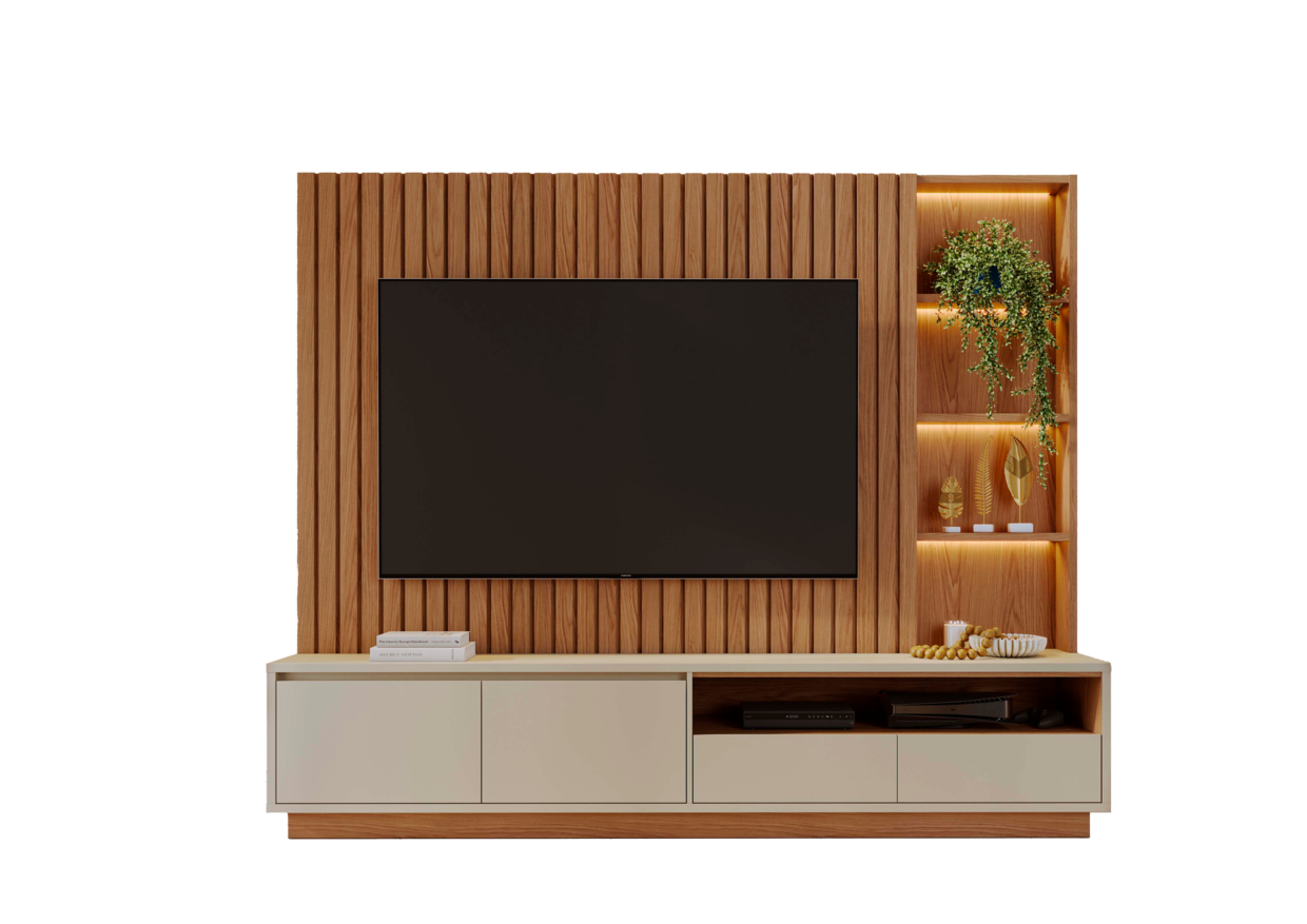 ESTANTE HOME CANCUN PARA TV DE HASTA 82" FREIJO OFF WHITE