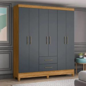 ROPERO 6 PUERTAS 2 CAJONES FREIJO GRIS.