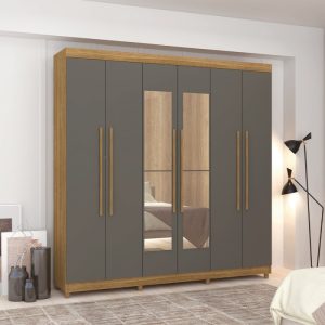 ROPERO CON ESPEJO 6 PUERTAS NATURE ALASKA.