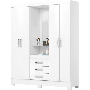 Ropero Briz B24 con Espejo 4 Puertas - Blanco