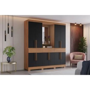 Ropero con espejo 10 puertas Freijo Negro.