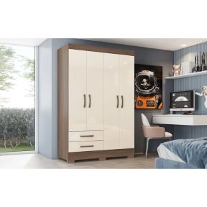 Ropero 4 Puertas BE12 Briz Castaño/Off White