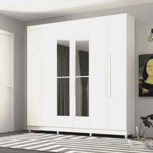 ROPERO CON ESPEJO 6 PUERTAS BLANCO
