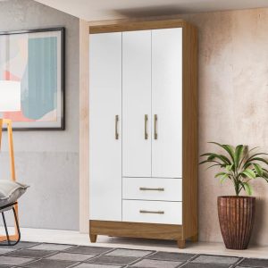 ropero 3 puertas 2 cajones lima blanco natural